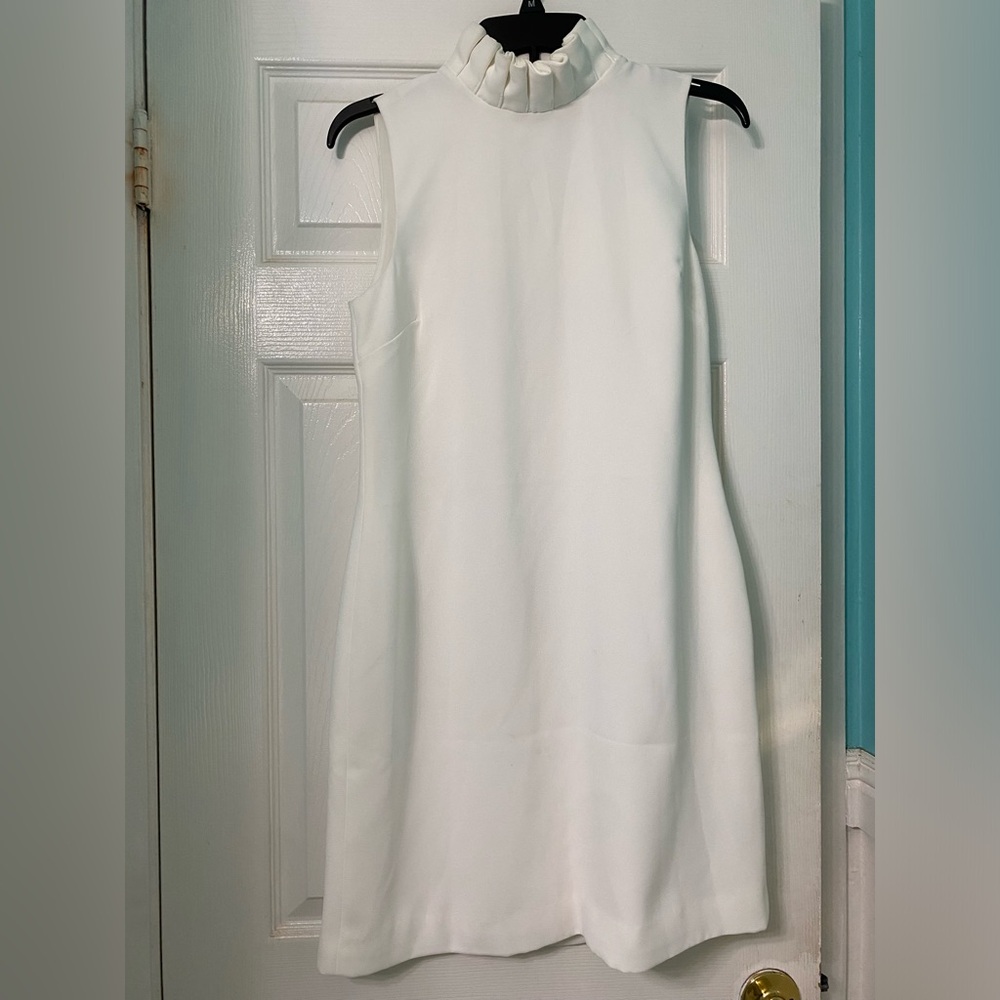 Ted Baker London Ruffle Neck Elegant White‎ Sleeveless Dress Size 1 US Size 4